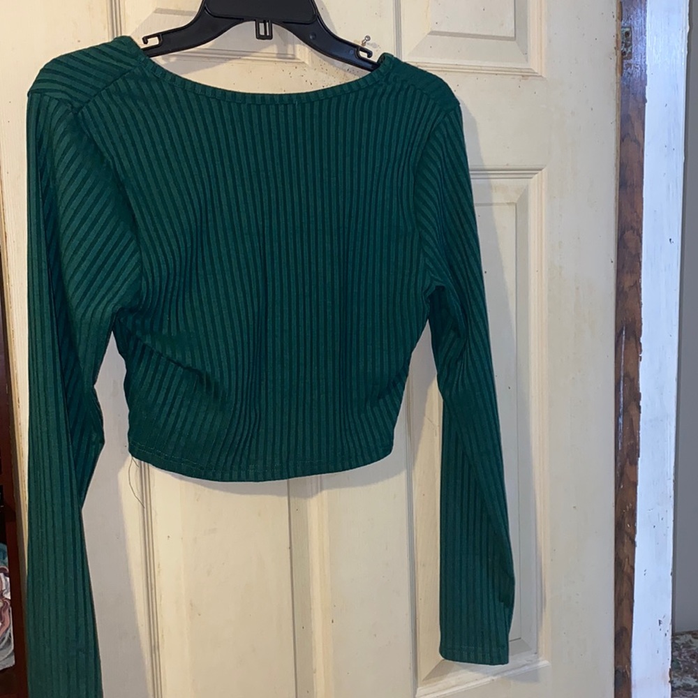 A green causal shirt